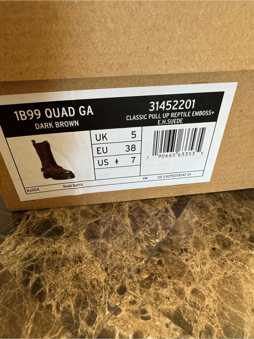 Dr. Martens Women's 1B99Quad Ga Dark Brown Lace-Up Platform Boots